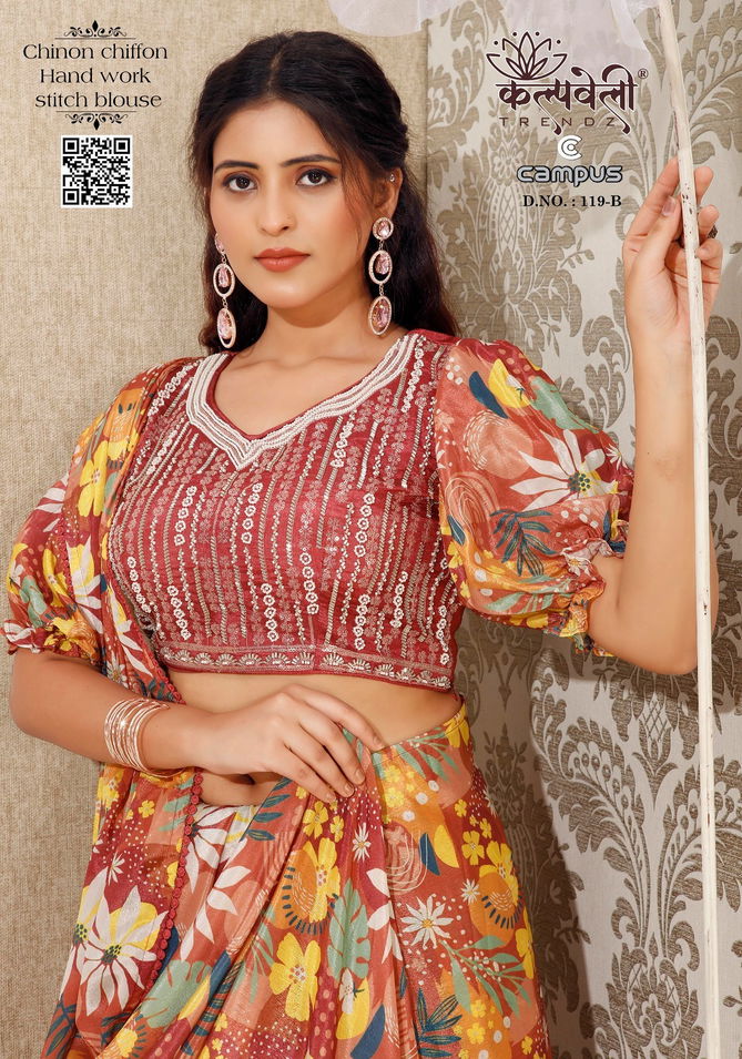 Campus 119 By Kalpatru Chinon Chiffon Printed Sarees Wholesale Price In Surat